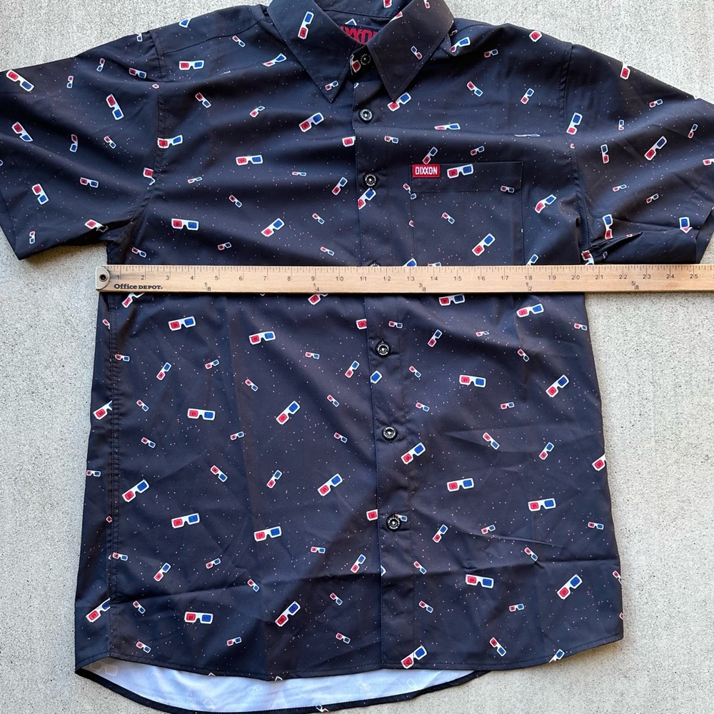 Dixxon Flannel  Shirt Men M Party Vision Button Front Short Sleeve Glasses - Picture 4 of 5